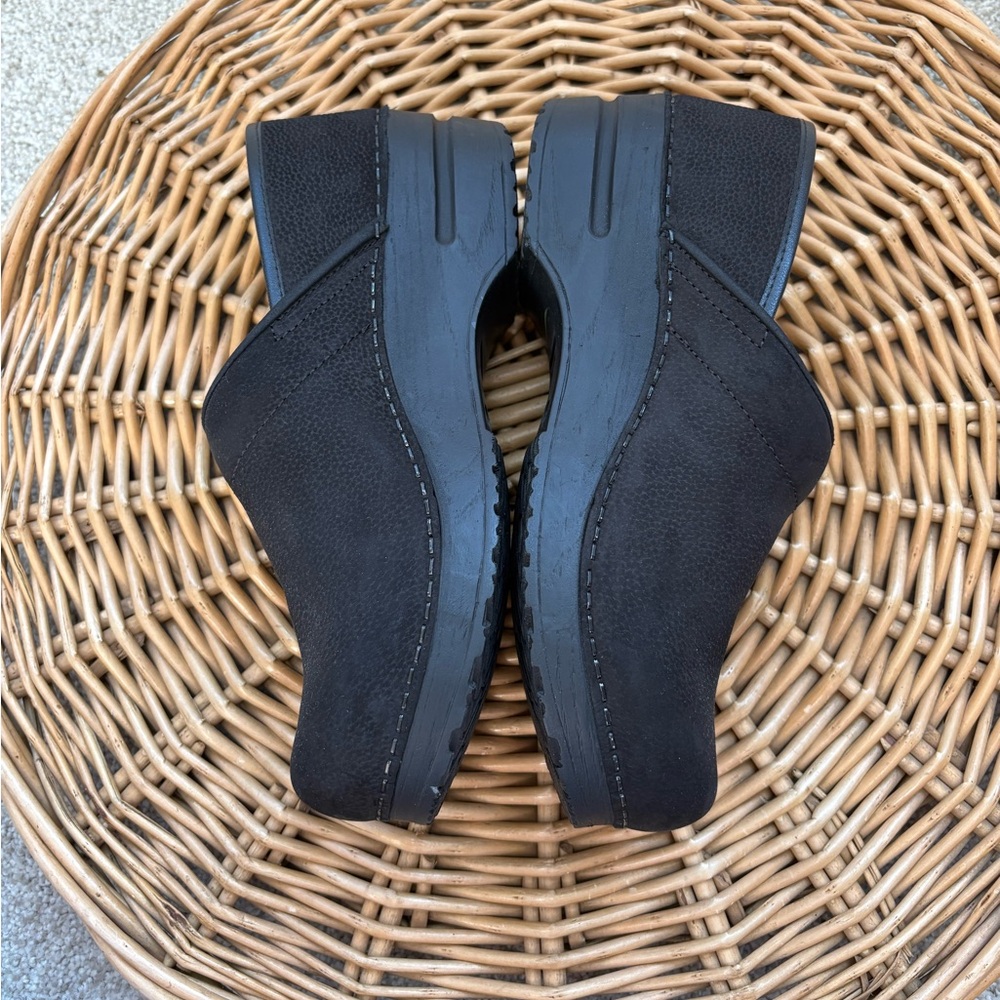 Sanita Professional Black Textured Oil Leather Women's Slip On Clogs Size 7.5/8 - Picture 4 of 11